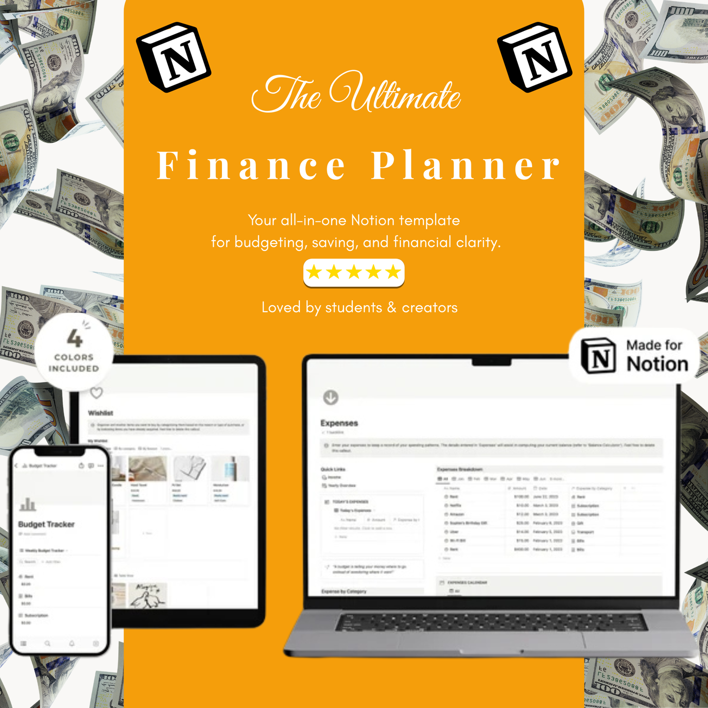 Personal Finance Notion Template, Budget Tracker, Income & Expense Tracker, Money Management Dashboard
