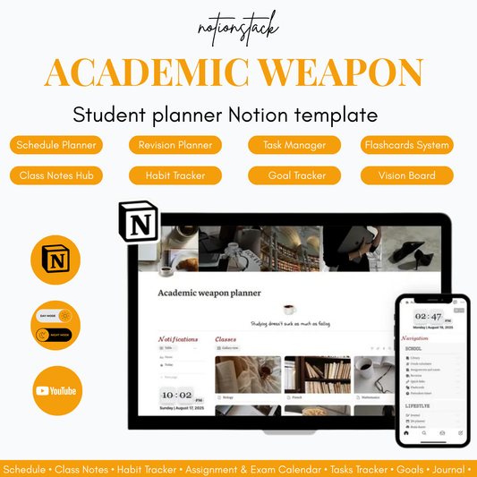 Student Planner Notion Template For Academic Weapon Aesthetic University Dashboard All In One Planner For adhd Student College Template