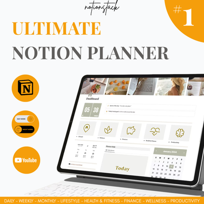 ADHD Life Planner Notion Template, Personal Dashboard, All in One Planner for Organization & Routines